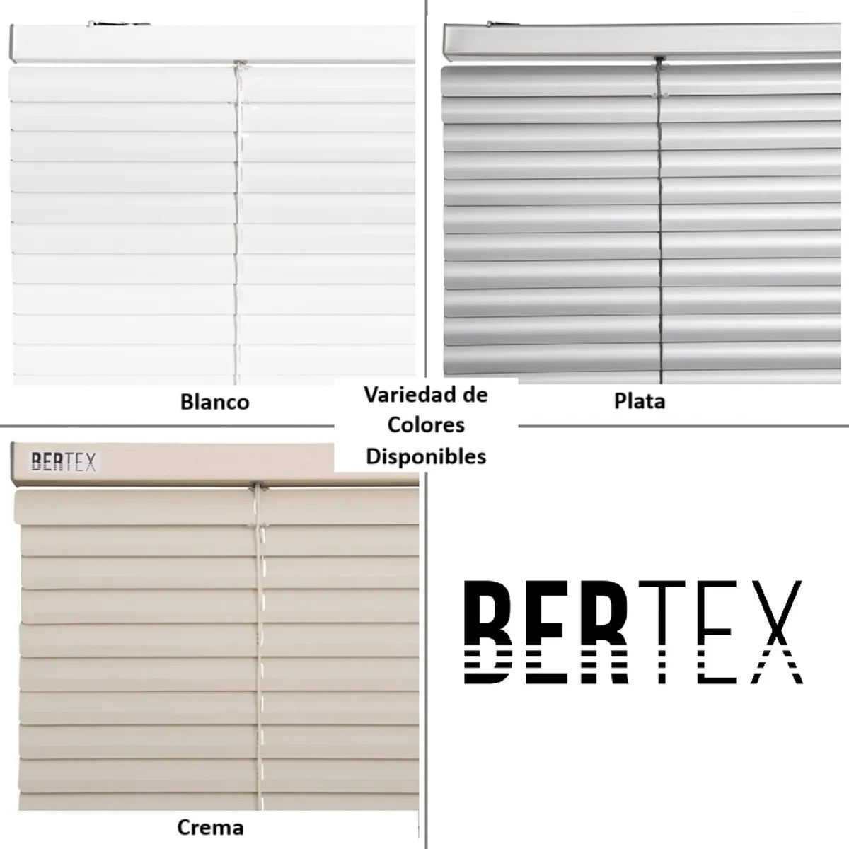 BERTEX - Persiana de aluminio Plata 155cm ancho x230cm alto Láminas 25mm BERTEX