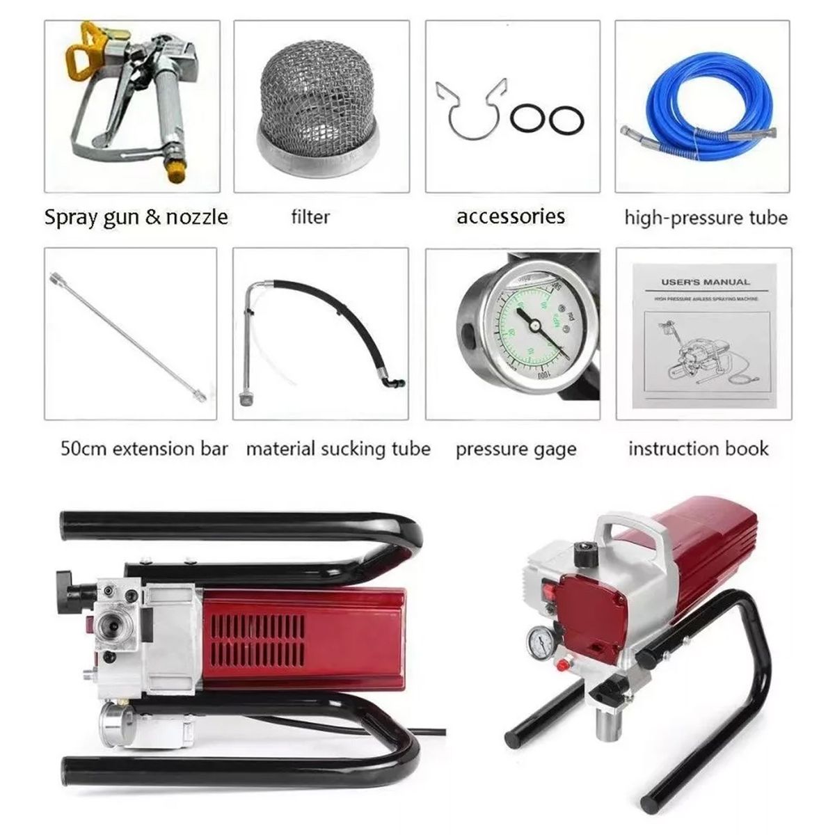 DE TODO Y MAS - Equipo de pintura airless 1.700 w 2.3 lpm 3200 psi profesional DETODOYMAS