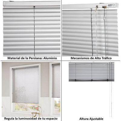 Imagen 2 del producto Persiana de aluminio Plata 155cm ancho x140cm alto Láminas 25mm