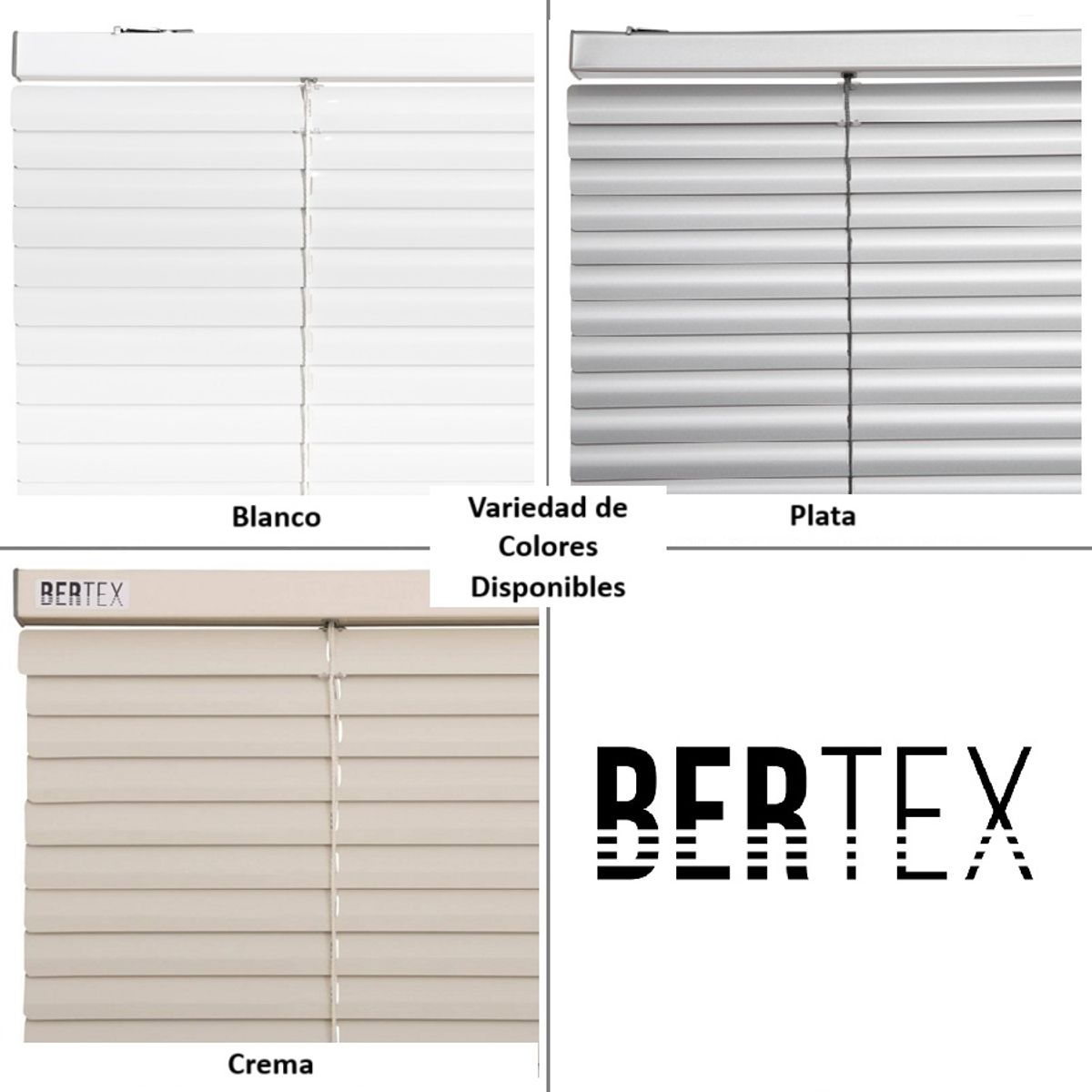 BERTEX - Persiana de aluminio Blanca 90cm ancho x140cm alto Láminas 25mm BERTEX