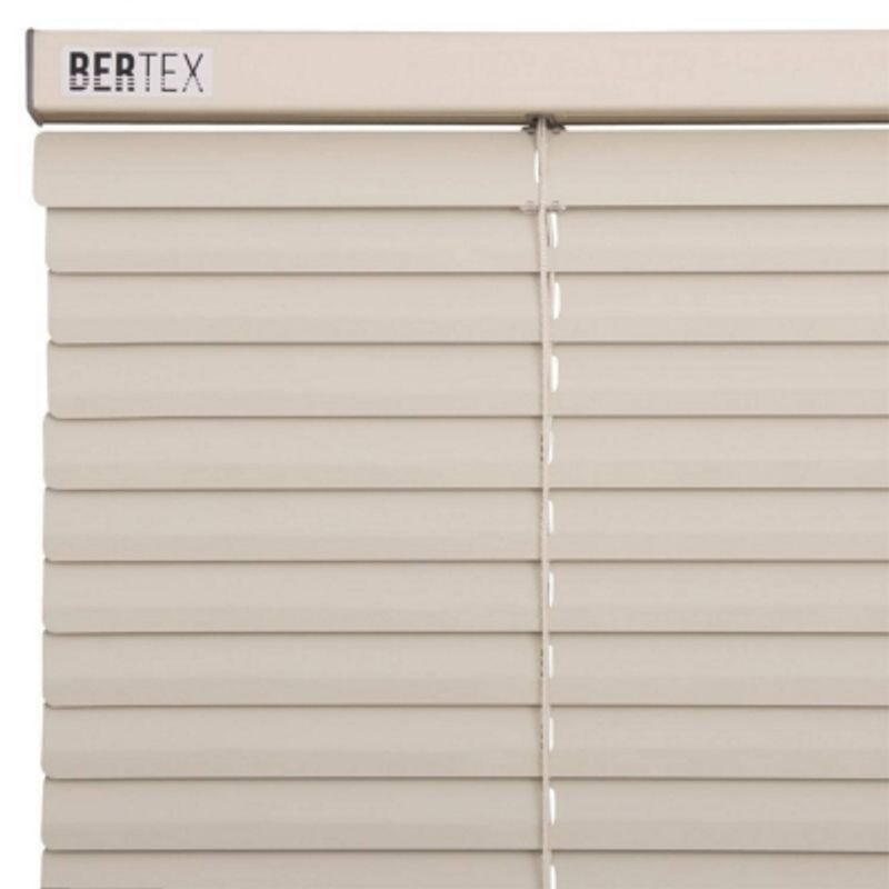 BERTEX - Persiana de aluminio Crema 130cm ancho x 140cm alto Láminas 25mm