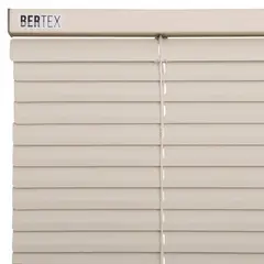 BERTEX - Persiana de aluminio Crema 125cm ancho x140cm alto Láminas 25mm