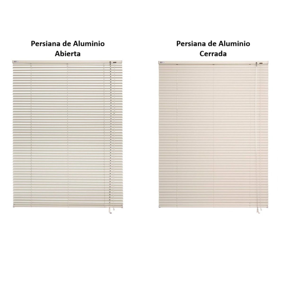 BERTEX - Persiana de aluminio Crema 120cm ancho x230cm alto Láminas 25mm BERTEX
