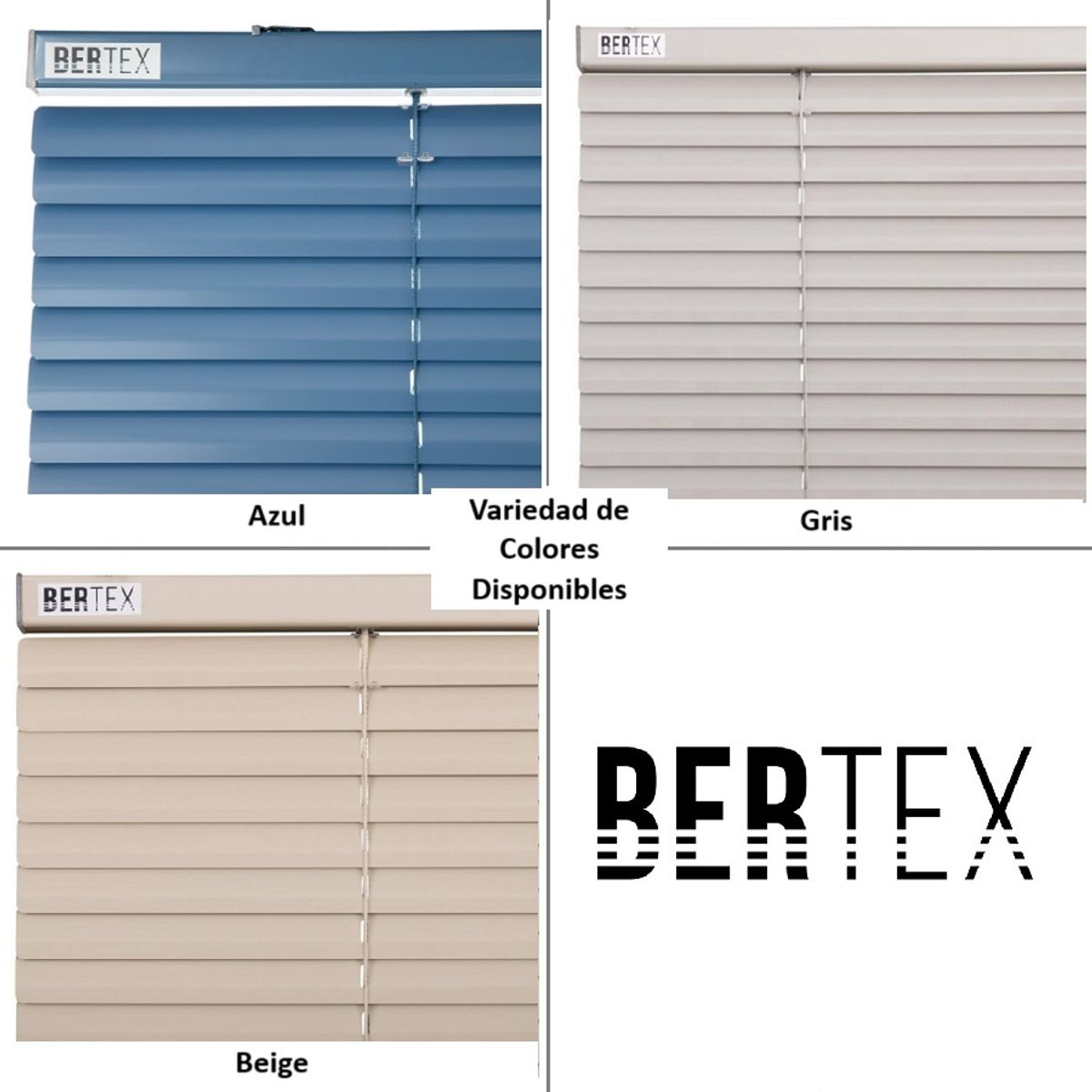 BERTEX - Persiana de aluminio Crema 115cm ancho x140cm alto Láminas 25mm BERTEX