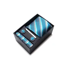 L LUXHER - Set Corbata Pañuelo Y Colleras Seda Lujo Joy Alice Líneas
