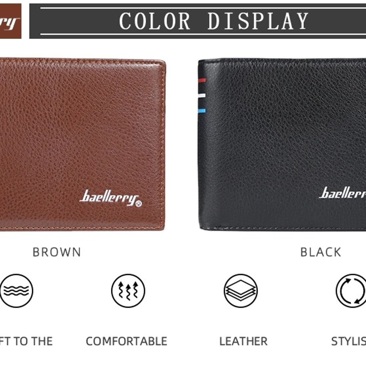 BAELLERRY - Billetera Hombre De Cuero Pu Baellerry Mod Square