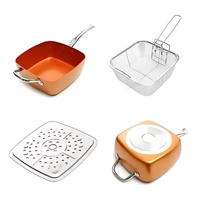 Imagen 2 del producto Sartén De Cobre Multiuso Antiadherente Cesta Freír Cerámica