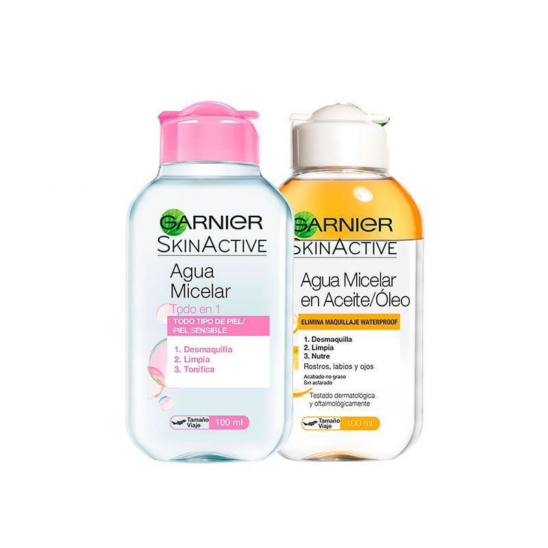 GARNIER - Pack 2 Agua Micelar Óleo + Travel Size Garnier Skin Active