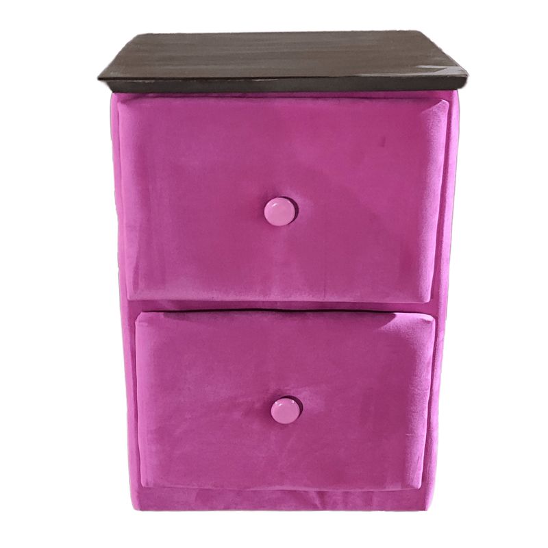 GENERICO - Veladores Doble Cajón Fucsia Felpa  Muebles Rimar