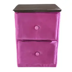 GENERICO - Veladores Doble Cajón Fucsia Felpa Muebles Rimar.