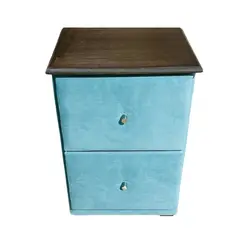 GENERICO - Veladores Doble Cajón Turquesa Felpa Muebles Rimar