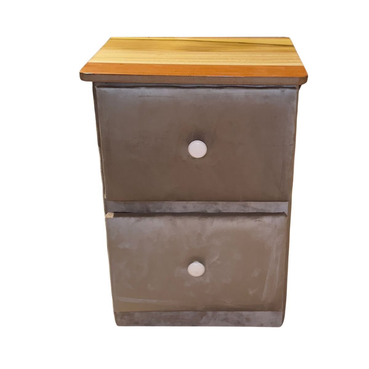 GENERICO - Veladores Doble Cajón Beige Felpa  Muebles Rimar