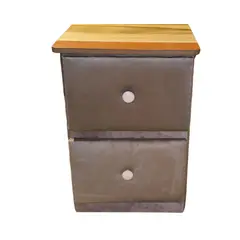 GENERICO - Veladores Doble Cajón Beige Felpa Muebles Rimar
