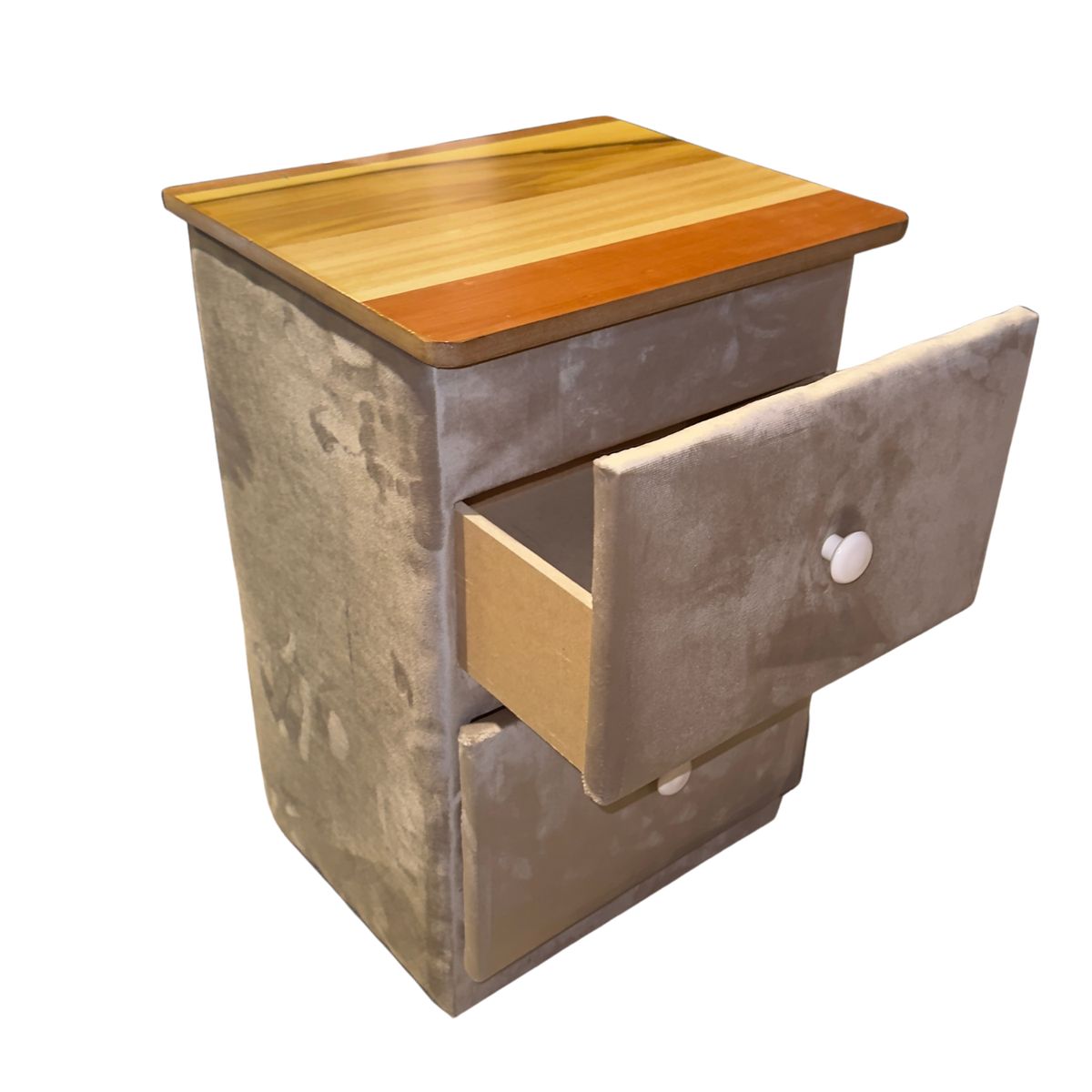 GENERICO - Veladores Doble Cajón Beige Felpa  Muebles Rimar