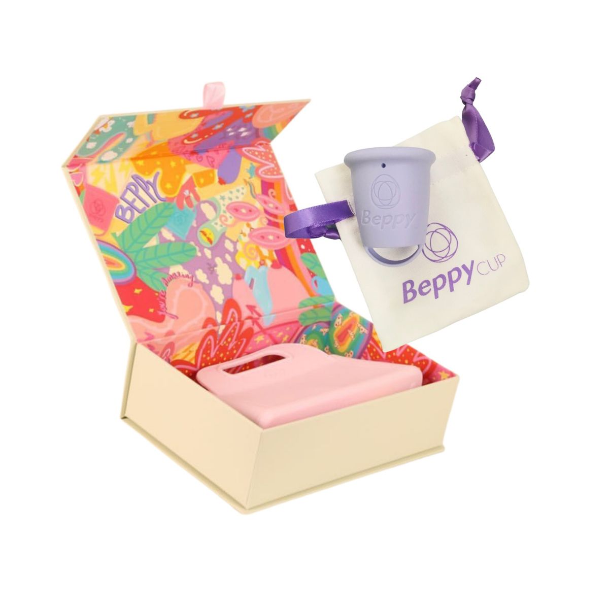 BEPPY - COPA MENSTRUAL BEPPY LILA  BOLSO LIMPIADOR BEPPY ROSADO