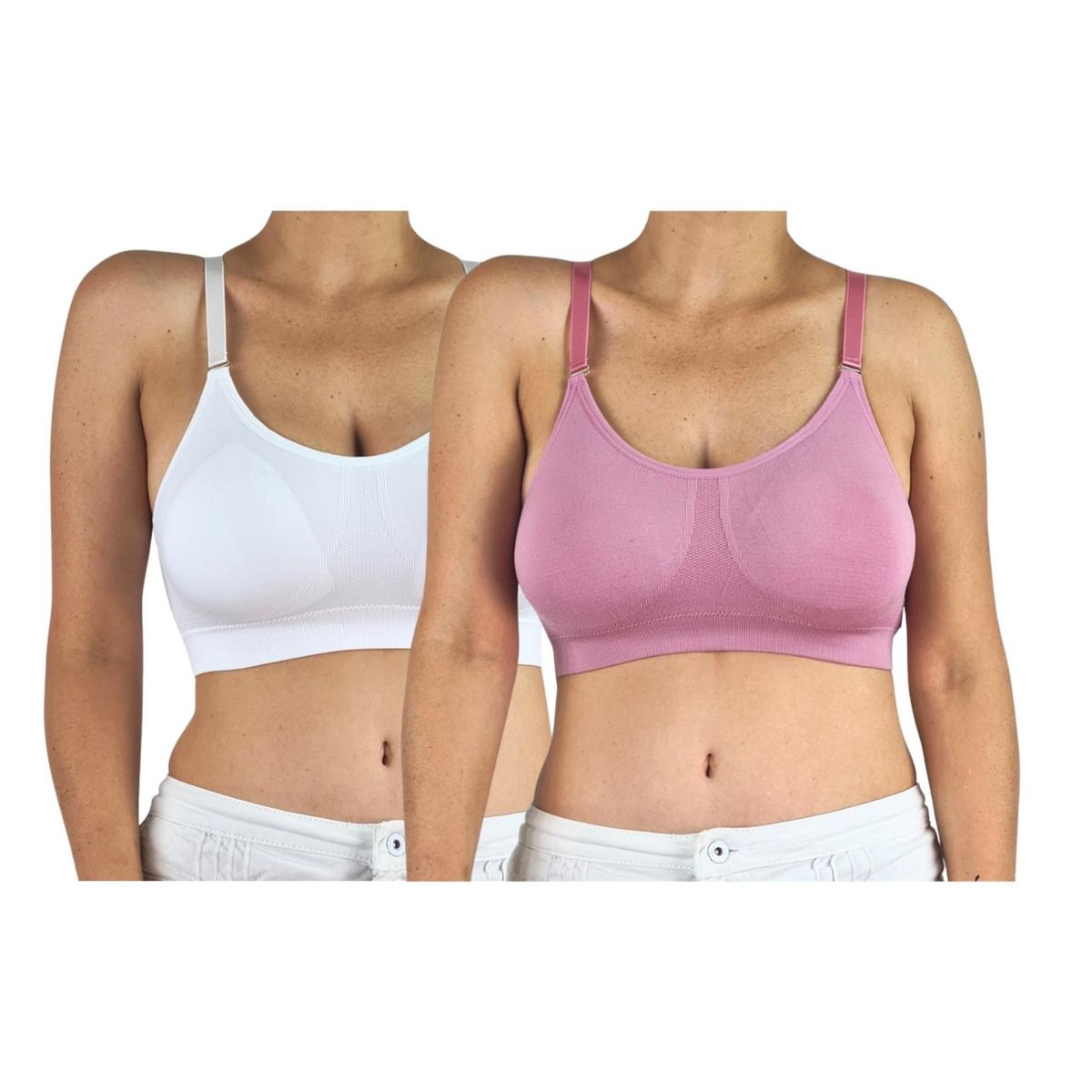 LOOK SHOP - Pack 2 Sostén Deportivo Elasticado Mujer Peto Tiritas Ajustables Liso.