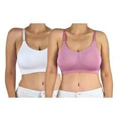 LOOK SHOP - Pack 2 Sostén Deportivo Elasticado Mujer Peto Tiritas Ajustables Liso.