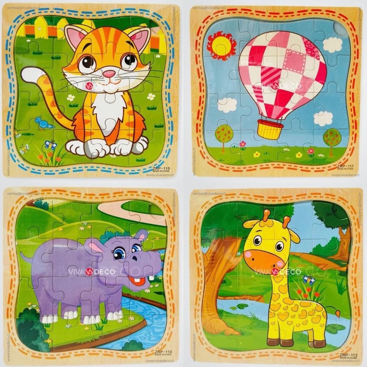UNIVERSAL - Pack 12 Puzzle Infantil Rompecabeza de 16 Piezas Cada Una