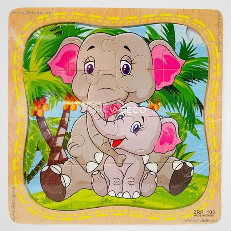 UNIVERSAL - Puzzle Infantil Rompecabeza de 16 Piezas Cada Una ELEFANTE