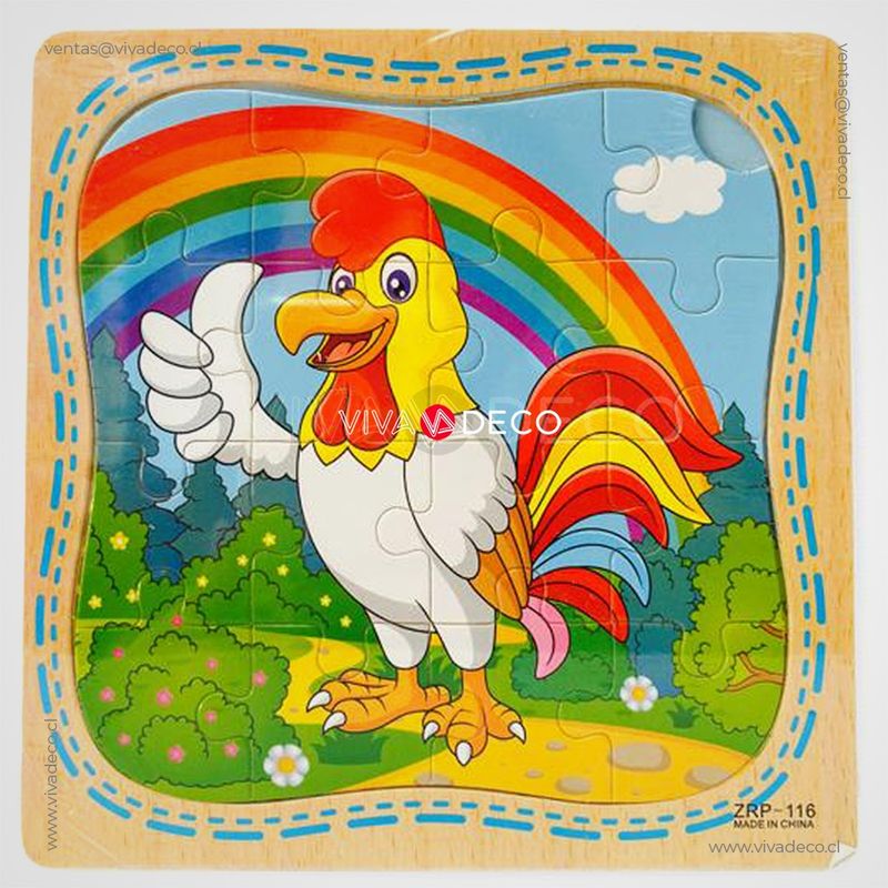 UNIVERSAL - Puzzle Infantil Rompecabeza de 16 Piezas Cada Una GALLO