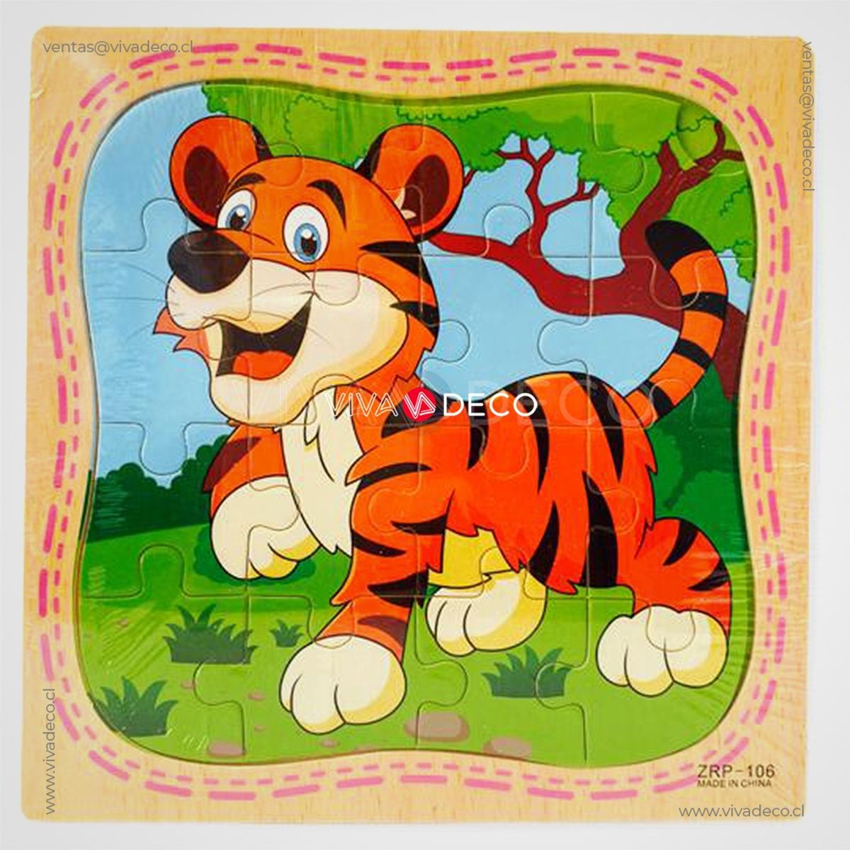 UNIVERSAL - Puzzle Infantil Rompecabeza de 16 Piezas Cada Una TIGRE