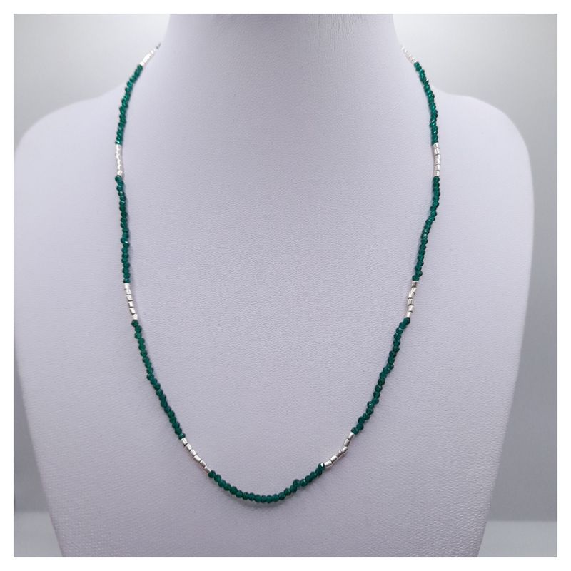 CAT JOYAS - Collar de raíz de esmeralda con plata