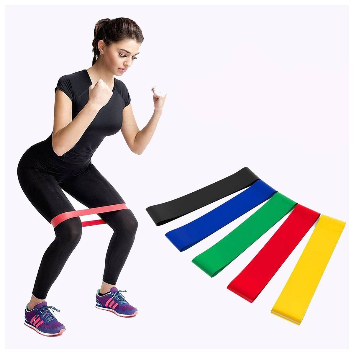 BASKO FITNESS - Bandas Elasticas Circulares Pack 5 Bolso