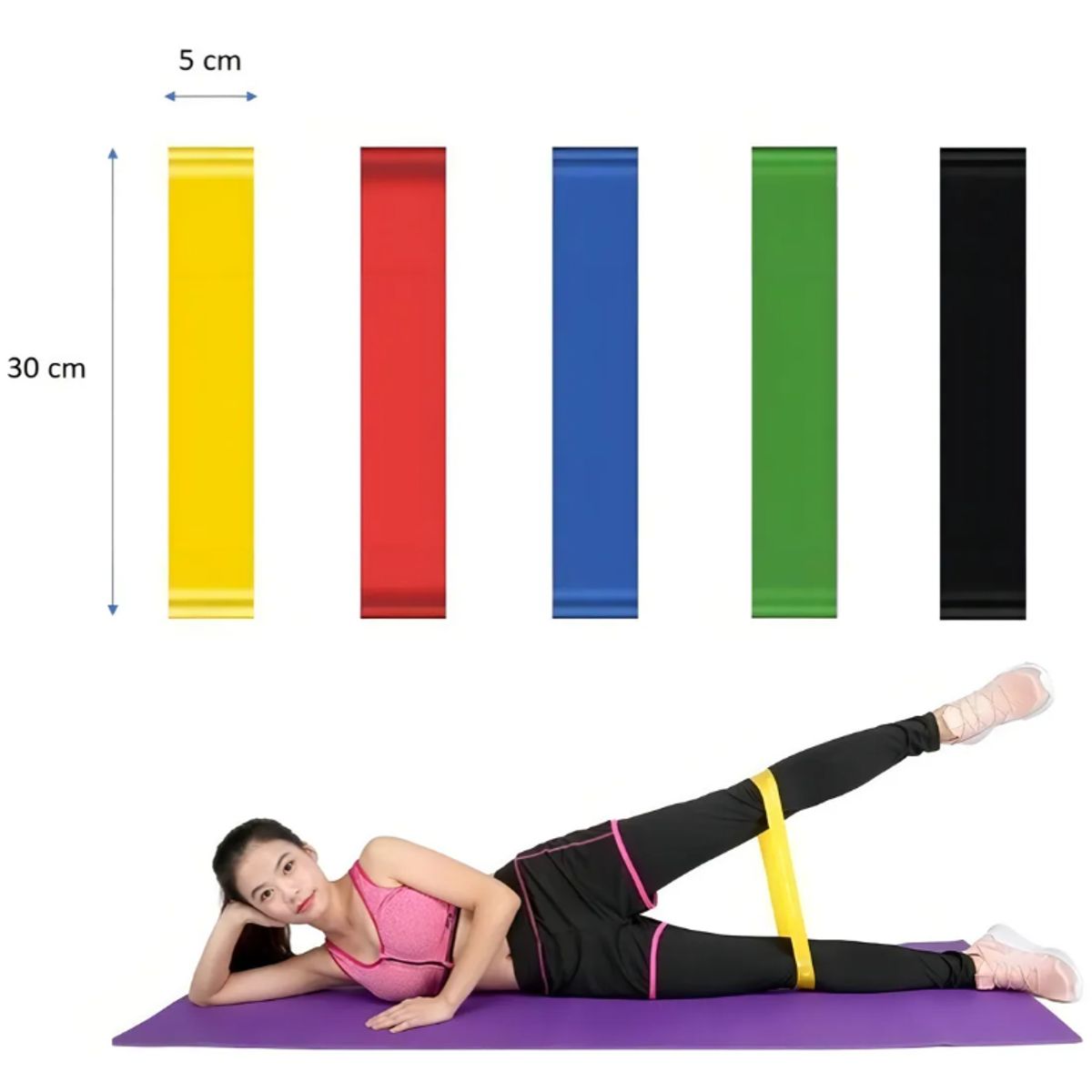 BASKO FITNESS - Bandas Elasticas Circulares Pack 5 Bolso