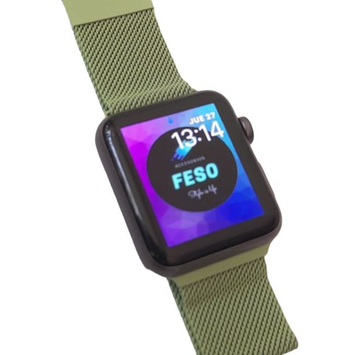GENERICO - Correa milanesa acero inox 38-40-41m Verde Agua comp con Apple Watch