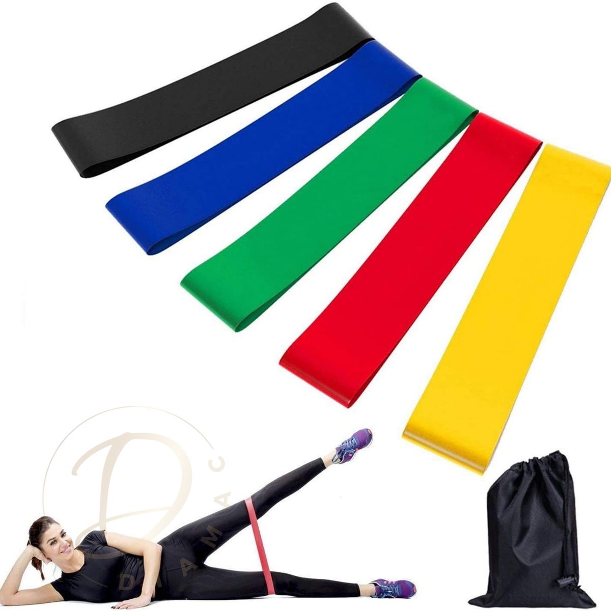 GENERICO - Kit Bandas de Resistencia Elásticas Ejercicios Set 5 Bandas