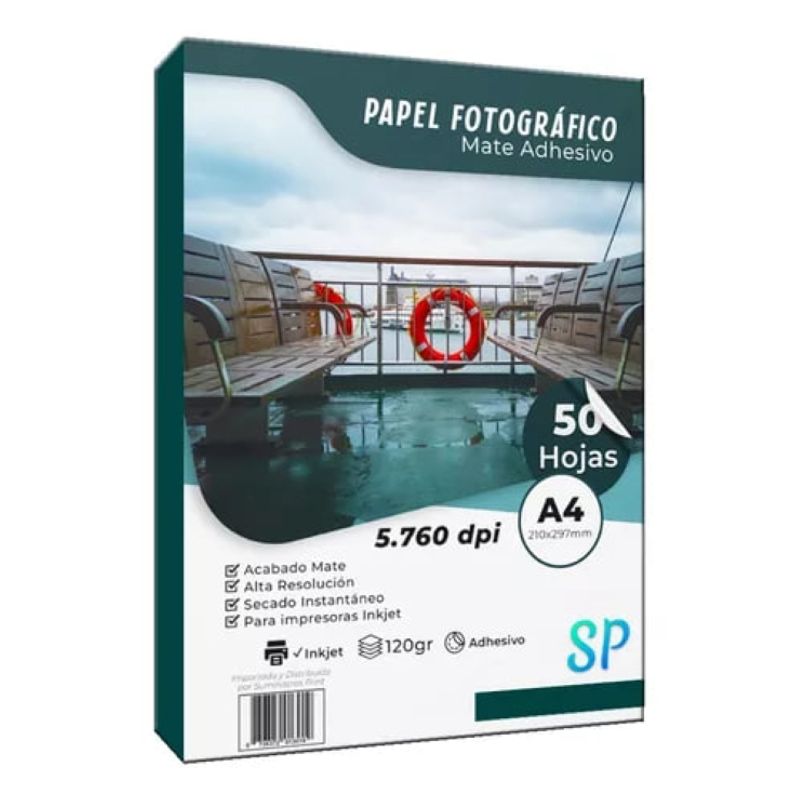 GENERICO - Papel Fotográfico Adhesivo Matte 120 g A4 X 50 Hojas