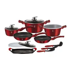 BERLINGER HAUS - SET DE BATERIA 16 PIEZAS LINEA GOURMET PREMIUM COLOR ROJO
