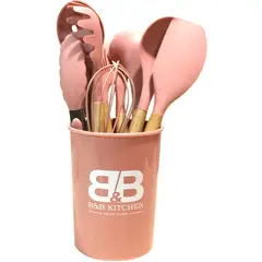 BYB - SET DE UTENSILIOS 10 PCS, COLOR ROSADO