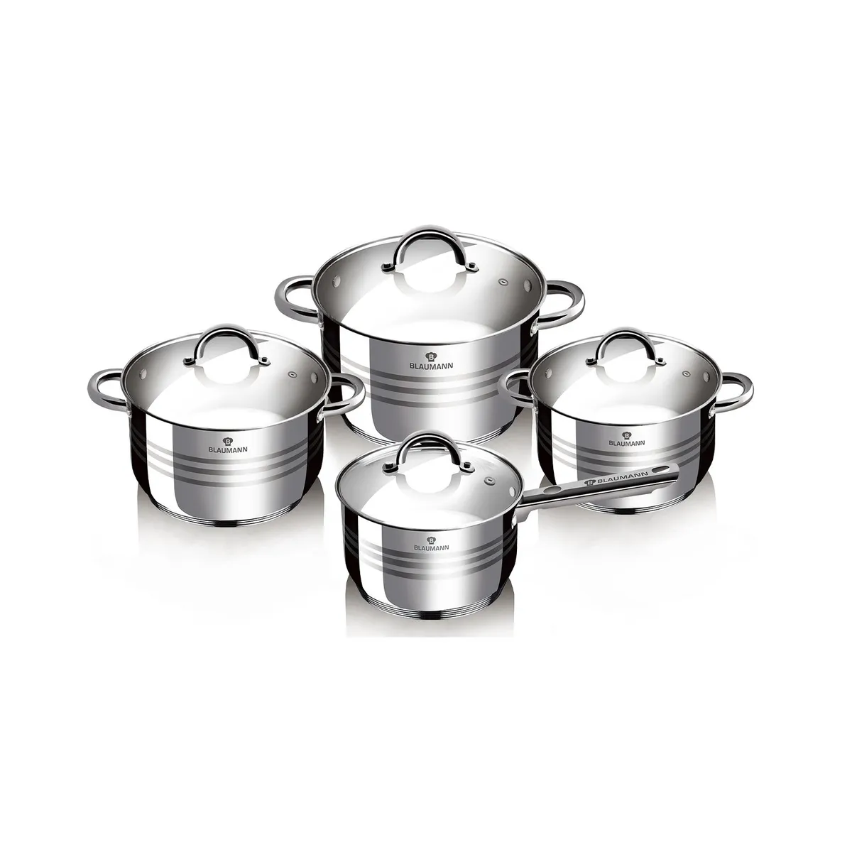 BLAUMANN - SET DE BATERIA 8 PIEZAS LINEA GOURMET  ACERO INDUCCION