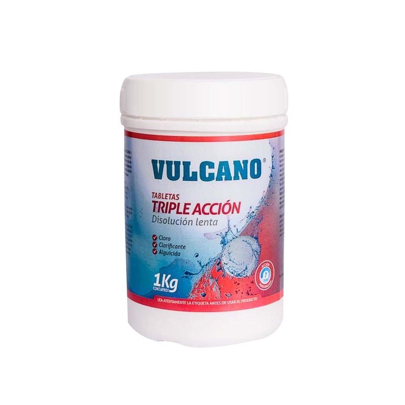 VULCANO - Cloro En Tabletas Triple Acción Para Piscinas 1 Kg Vulcano
