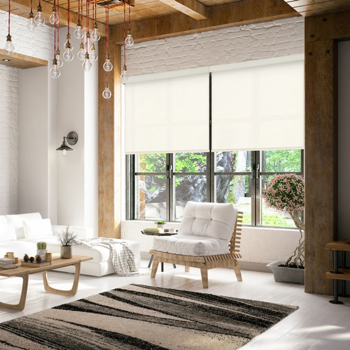 BERTEX - Cortina Roller Sunscreen Beige 140x240 cm Persiana de altura ajustable