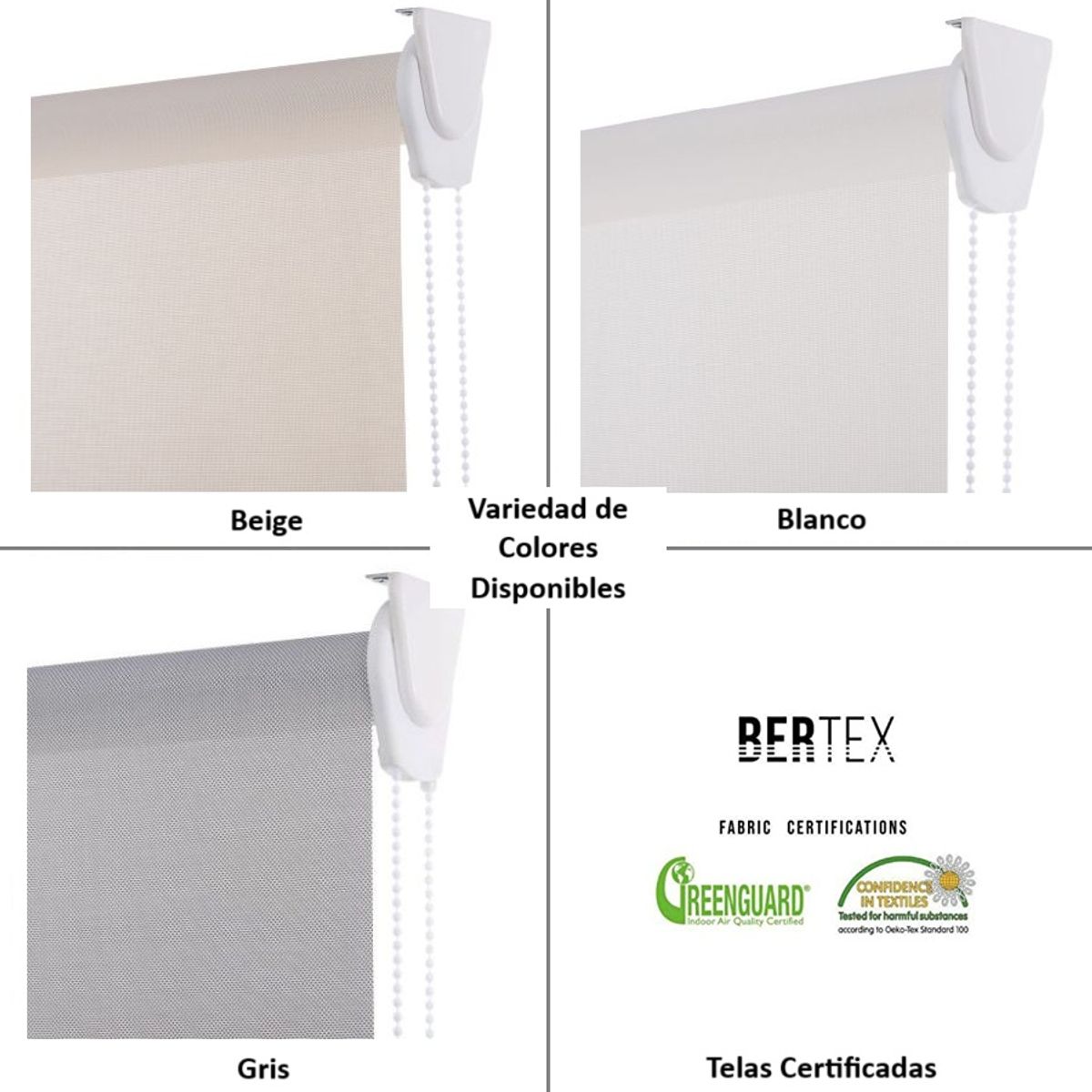 BERTEX - Cortina Roller Sunscreen Grafito 185x170 cm Persiana de alto ajustable
