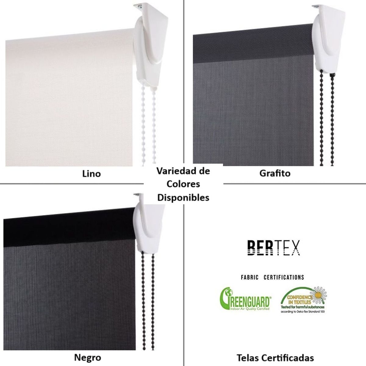 BERTEX - Cortina Roller Sunscreen Blanca 145x170cm Persiana de altura ajustable
