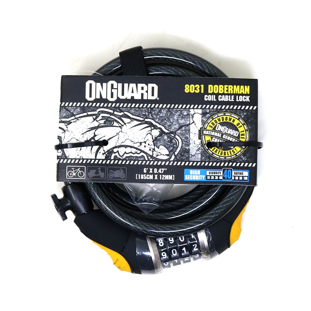 ONGUARD - Candado OnGuard Clave Espiral Doberman 185cmX12mm