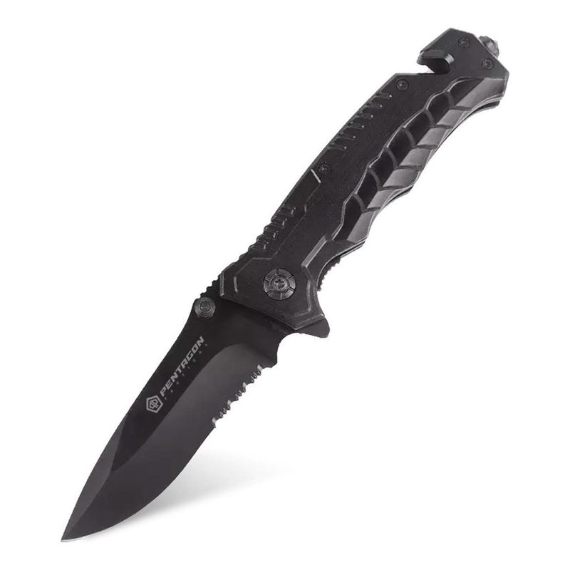 PENTAGON - Cuchillo Navaja Pentagon Caza Supervivencia - Negro