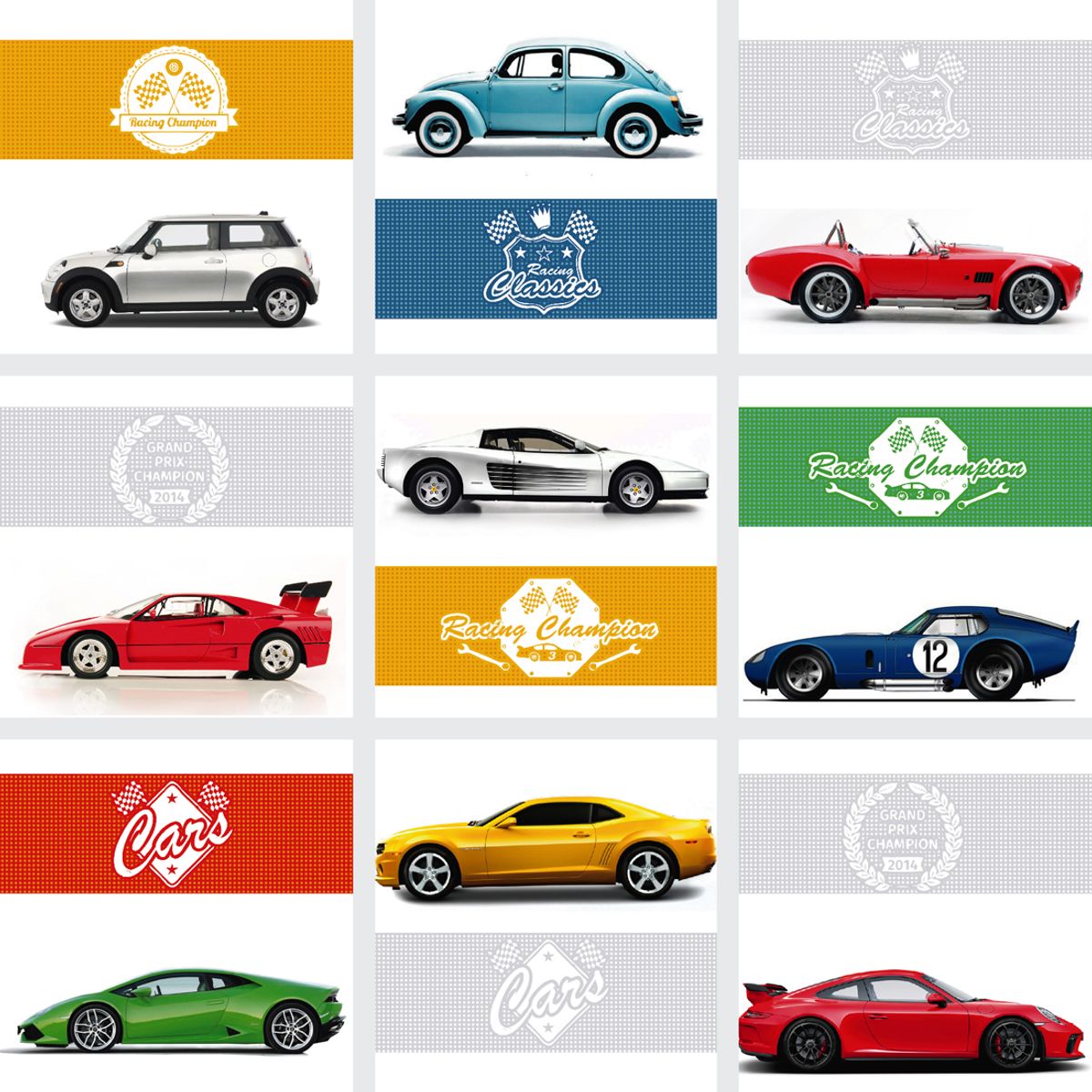 MONNO - Stickers Decorativo Autos de Carrera para Pared Infantil -Set 9 unidades