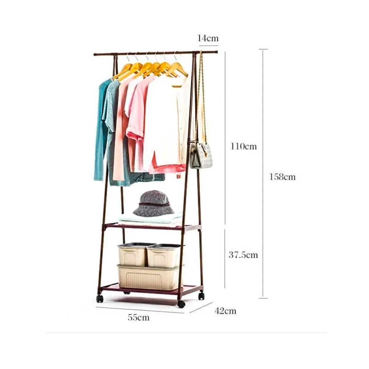 GENERICO - Perchero Para Colgar Ropa Con Ruedas Estante Organizador