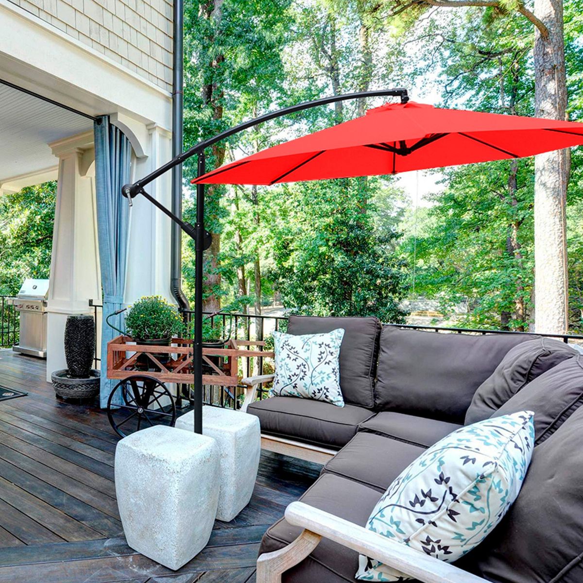 SOMBRATEC - Quitasol lateral colgante 3 m rojo.