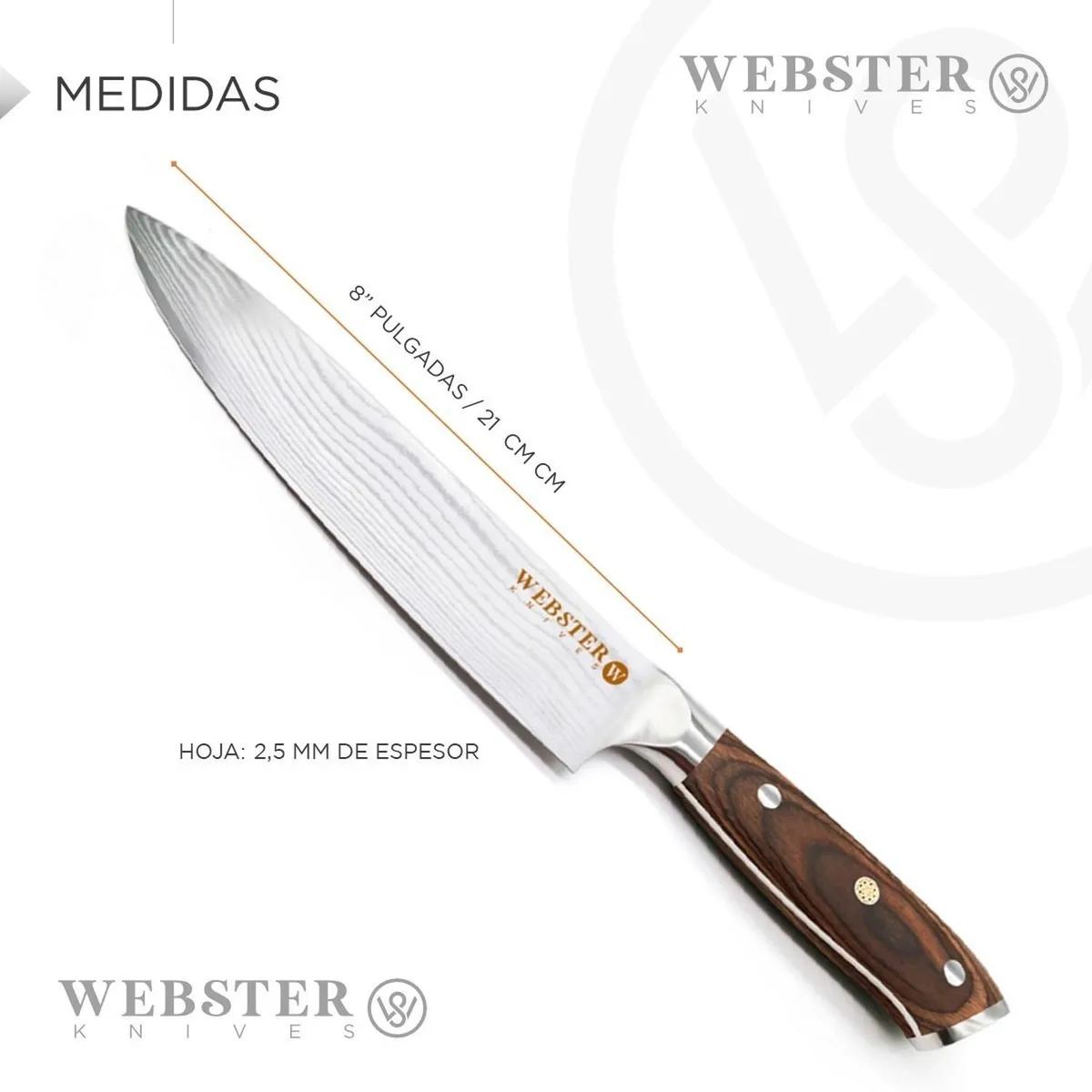 WEBSTER - Cuchillo Acero Premium Webster Parrillero Cocina Chef - Cafe