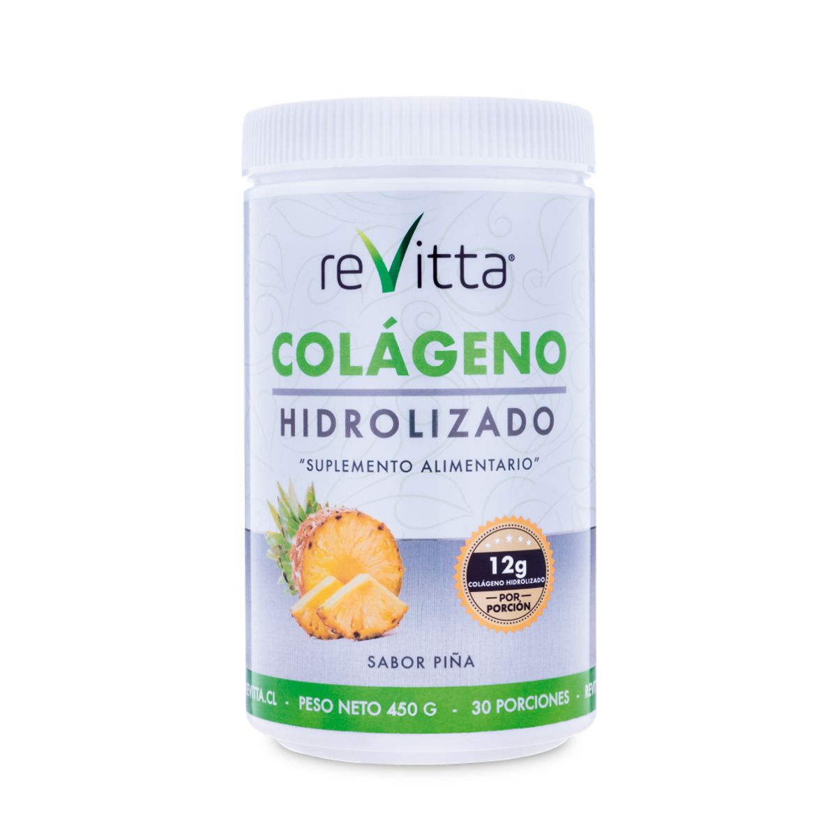 REVITTA WELLNESS - Colágeno Hidrolizado + Vitaminas sabor piña 450 grs 30 servicios