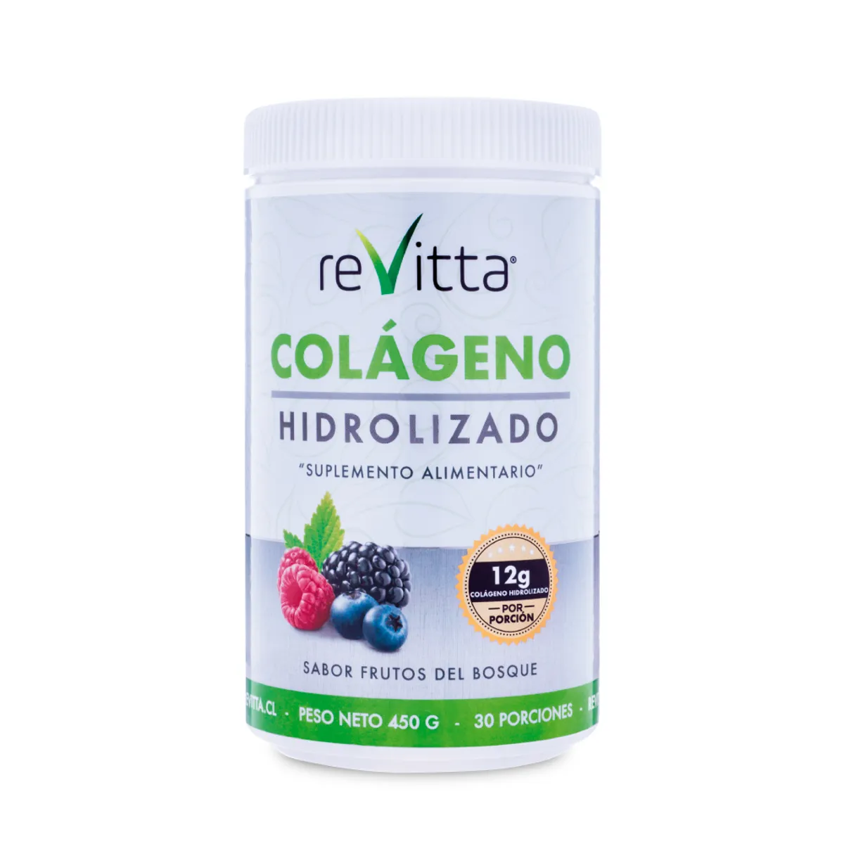 REVITTA WELLNESS - Colágeno Hidrolizado + Vitaminas frutos del bosque 450 gr 30 servicios