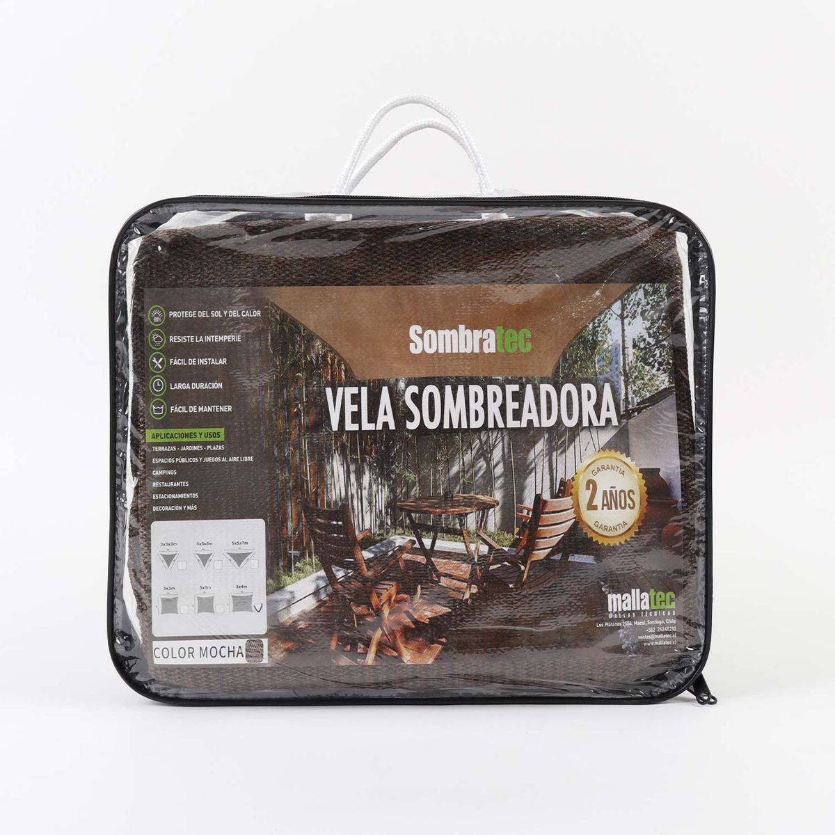 SOMBRATEC - Vela sombra toldo 3x3 m color mocha