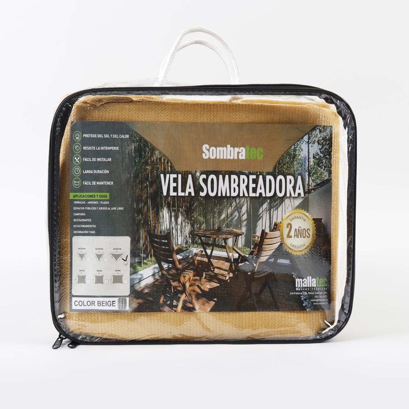 SOMBRATEC - Vela sombreadora  triangular, 5x5x7 m beige