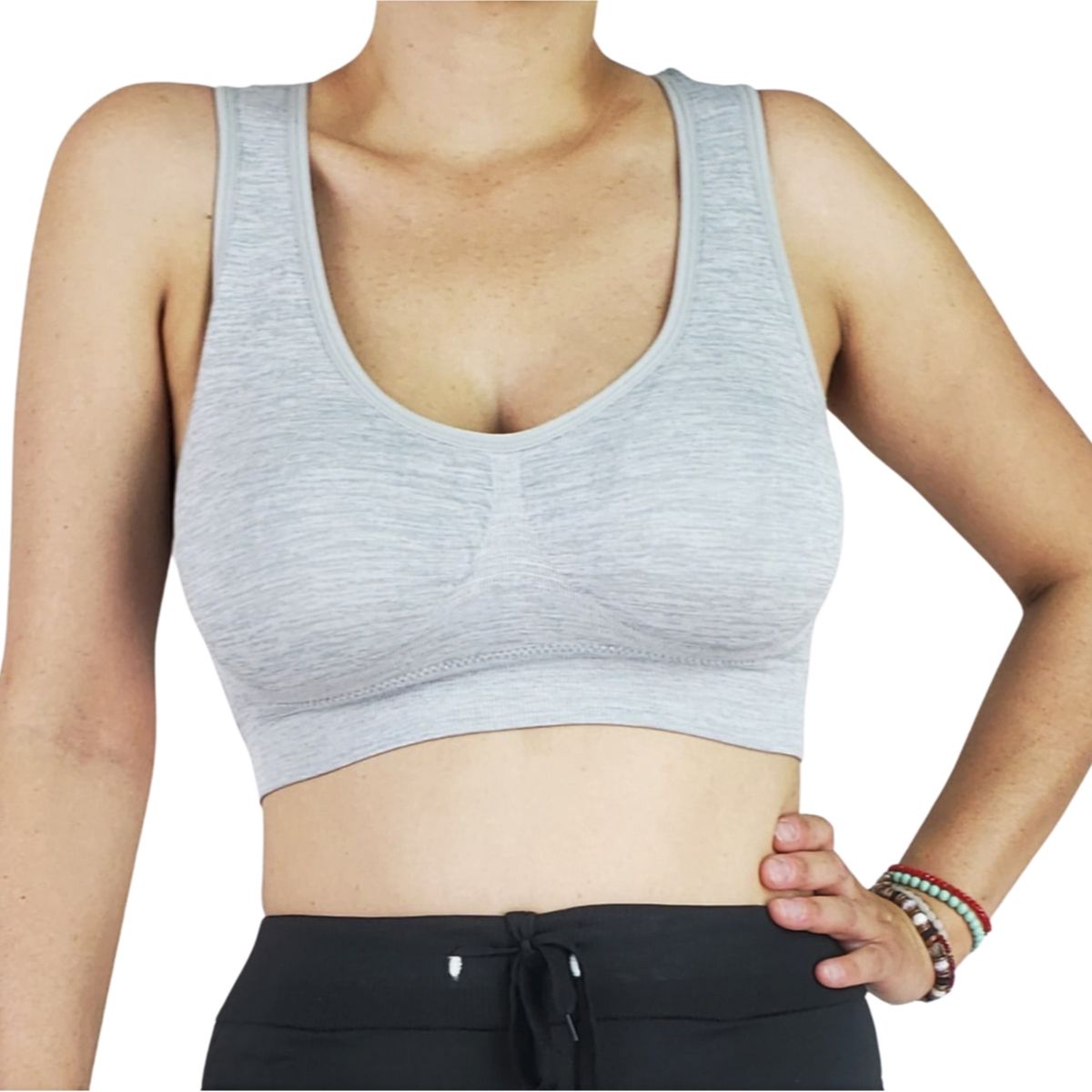 LOOK SHOP - Pack 2 Sostén Deportivo Elasticado Mujer. Peto Musculosa Jaspeado.