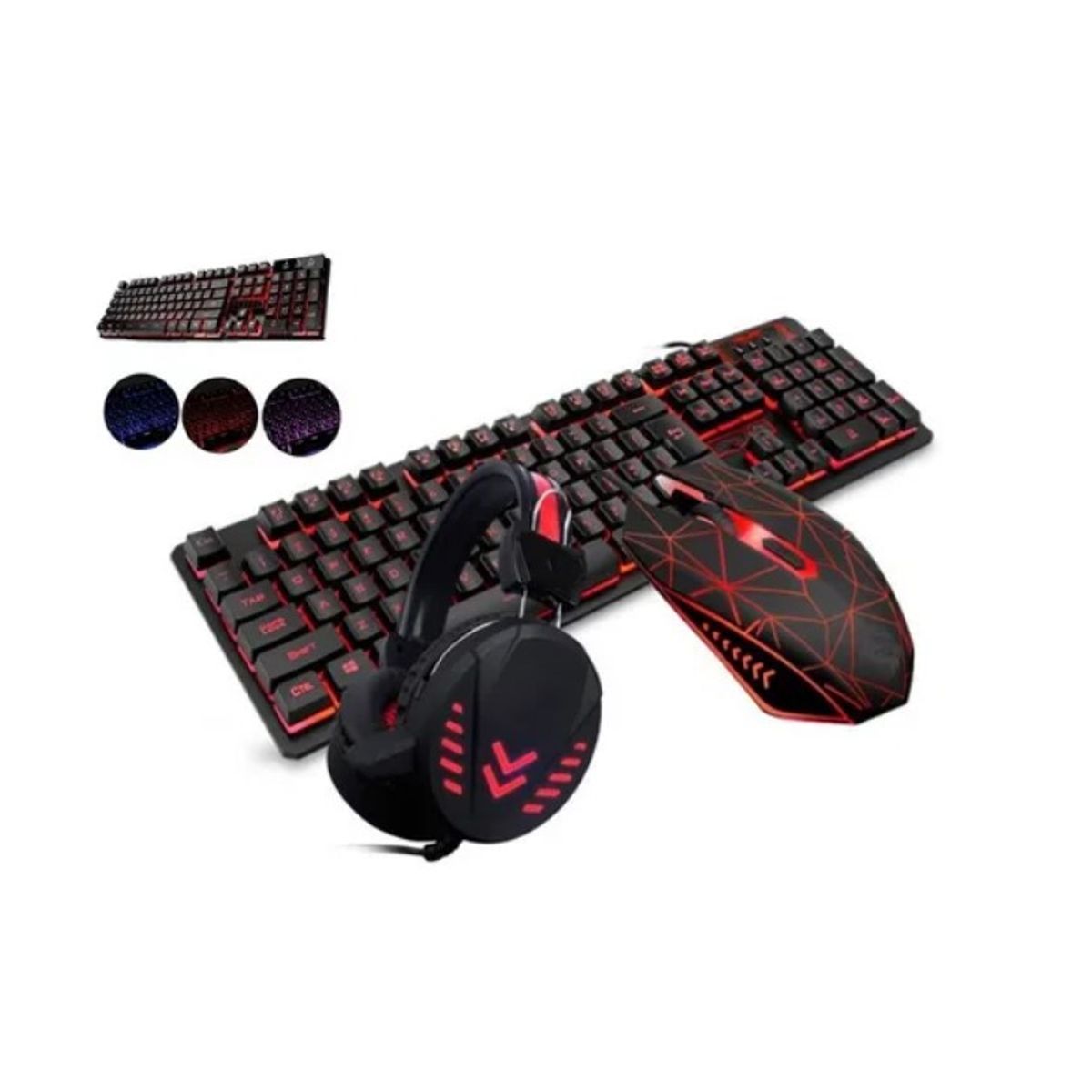 OFERTABKN - Pack Gamer Teclado Rgb Mouse Audífono Mousepad